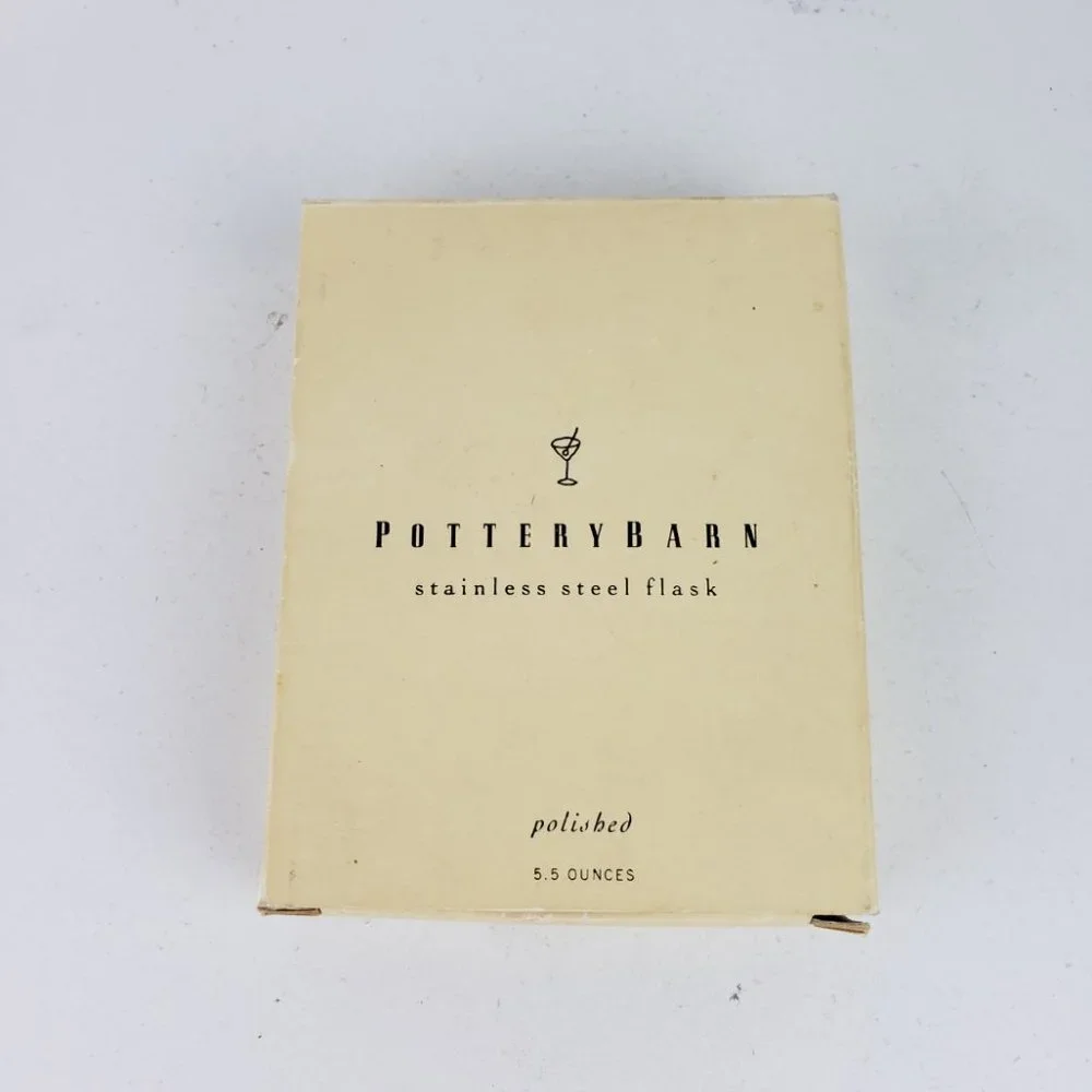 Pottery Barn Stainless Steel Flask Polished NWT